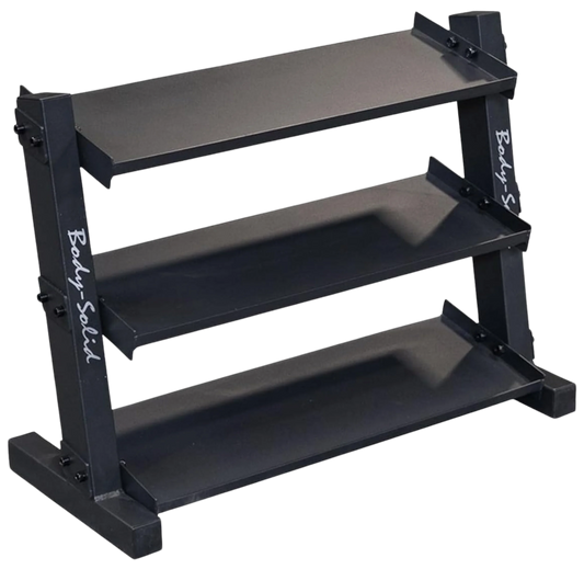 Body Solid GDR34B 3 Tier Horizontal 34" Vinyl or Neoprene Dumbbell Rack (New)