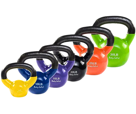 Body Solid KBVS125 Vinyl Coated Kettlebell Set 5-30 lb. (New)
