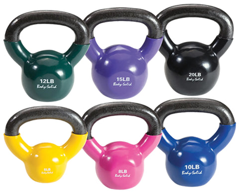 Body Solid KBVS70 Vinyl Coated Kettlebell Set 5-20 lb. (New)