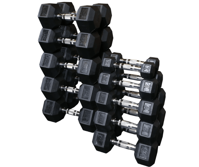 Body Solid SDRS550 Rubber Coated Hex Dumbbell Set 5 to 50 lbs. (New) Image