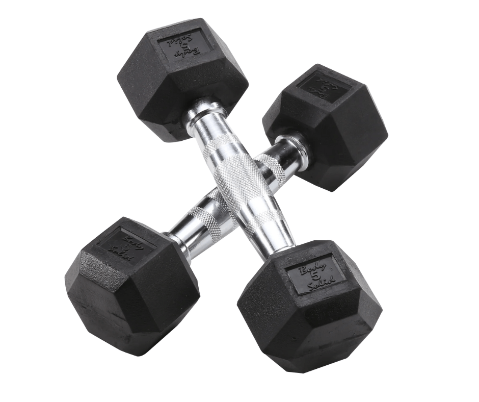 Body Solid SDRS550 Rubber Coated Hex Dumbbell Set 5 to 50 lbs. (New) Image 2