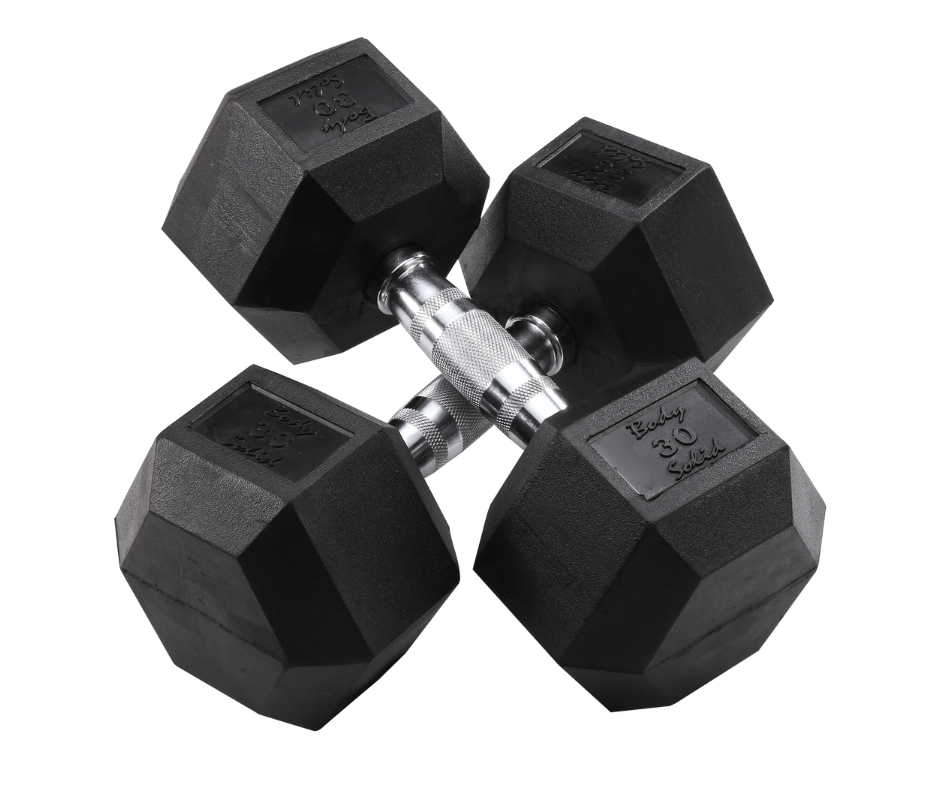 Body Solid SDRS550 Rubber Coated Hex Dumbbell Set 5 to 50 lbs. (New) Image 4