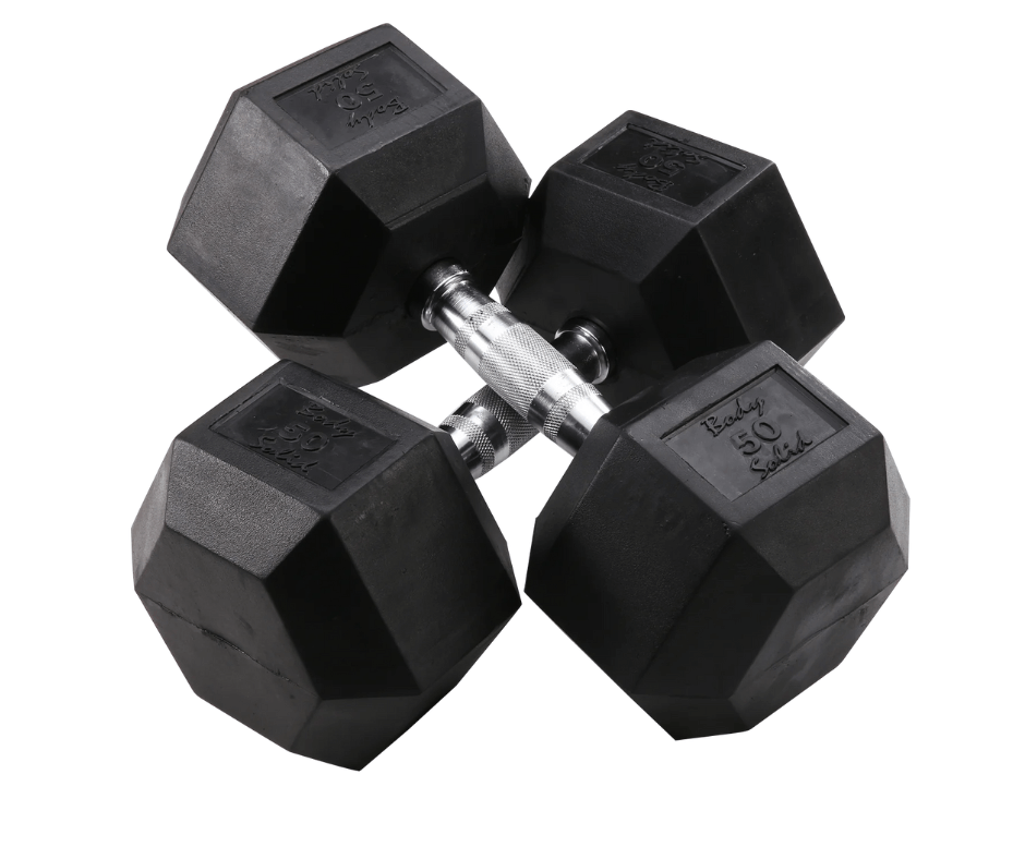 Body Solid SDRS550 Rubber Coated Hex Dumbbell Set 5 to 50 lbs. (New) Image 3