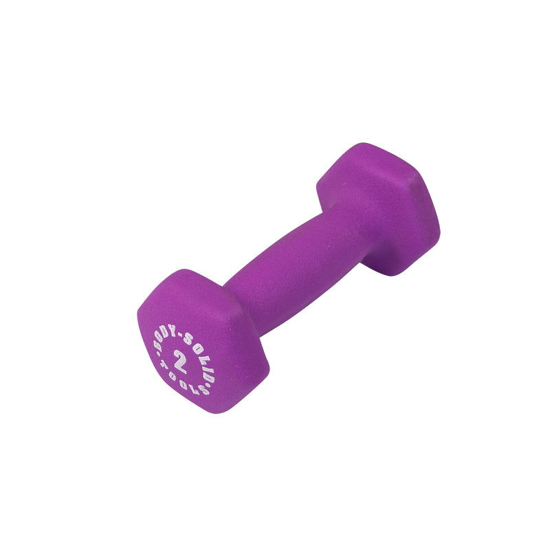 Body Solid BSTND2 Neoprene Dumbbell- 2 lbs. Light Purple (New)