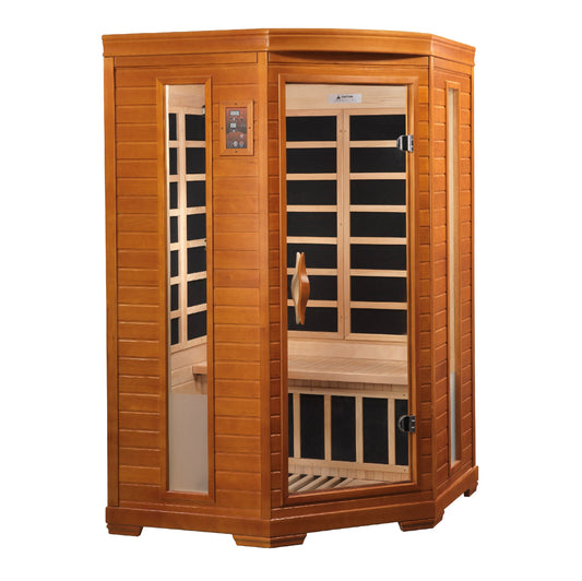 GoldenDesigns DYN-6225-02 Elite Dynamic Heming Elite 2-person Corner Ultra Low EMF FAR Infrared Sauna (New) Image