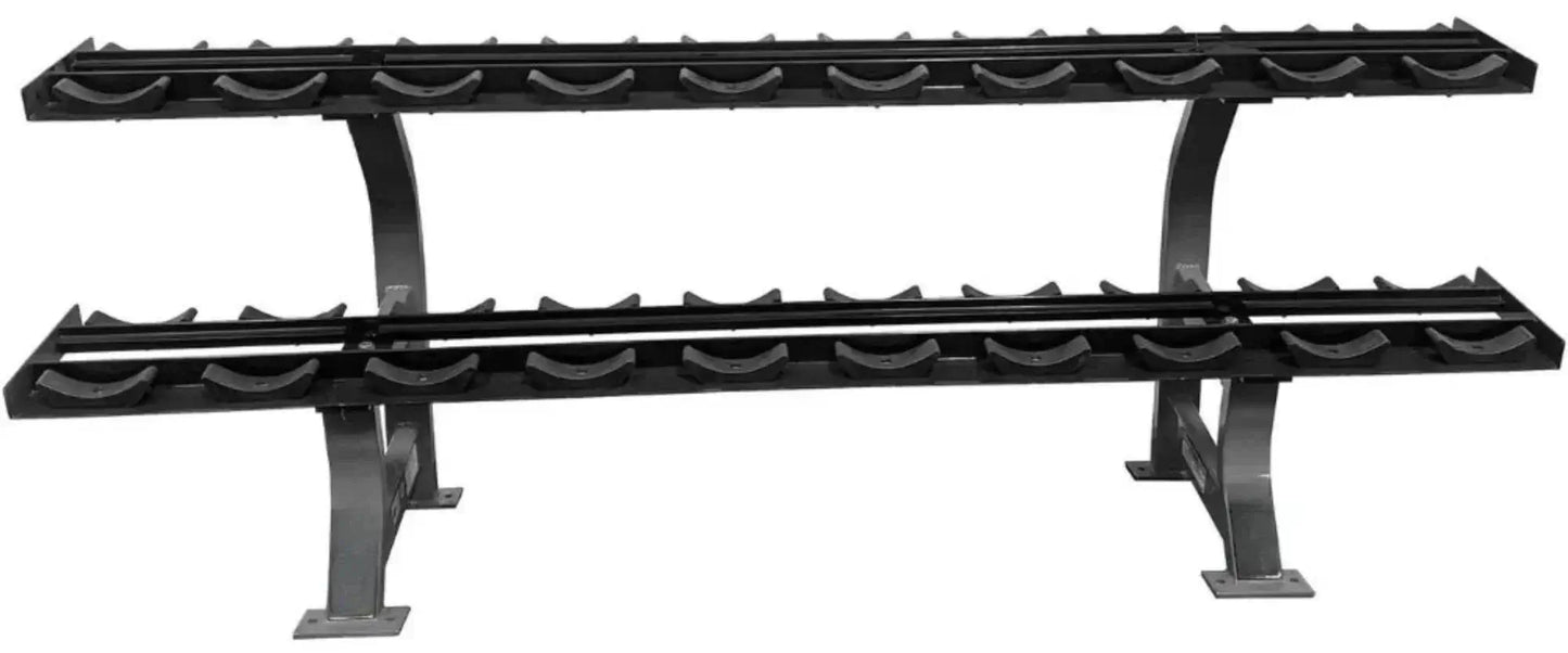 French Fitness - 2 Tier Saddle Dumbbell Rack V2, 10 Pairs (New) -Front View