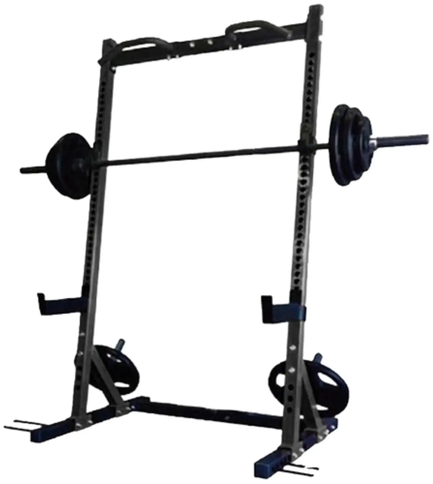 French Fitness Rubber Grip Weight Plate Set w/7 ft Bar 395 lbs + Rack + Bench (New) Image 4
