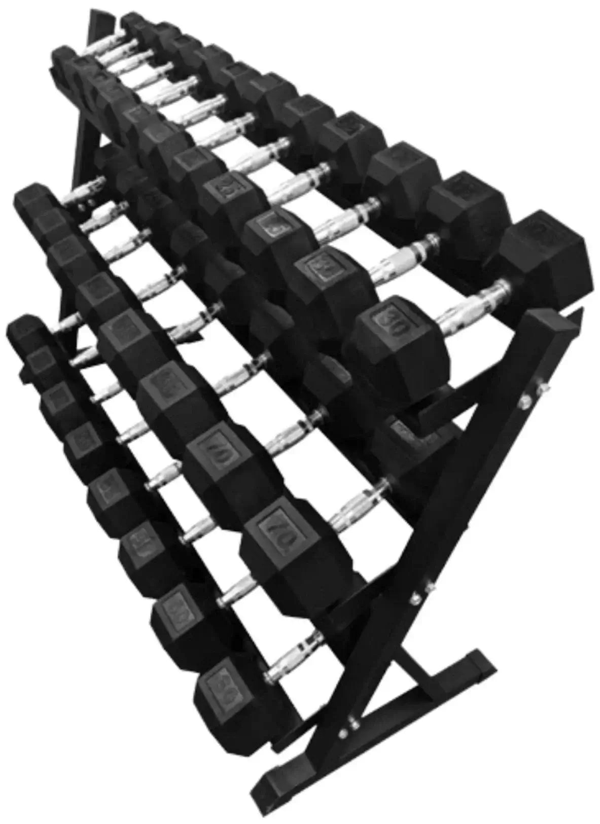 French Fitness - 3 Tier Hex Dumbbell Rack 3THDR (New) - Angled View