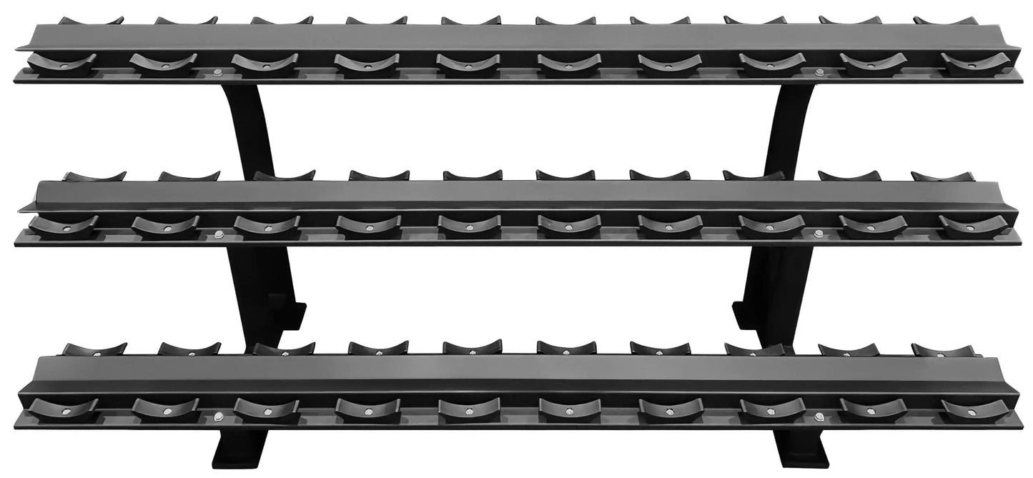 French Fitness 3 Tier Saddle 15 Pair Dumbbell Rack V2 Top View