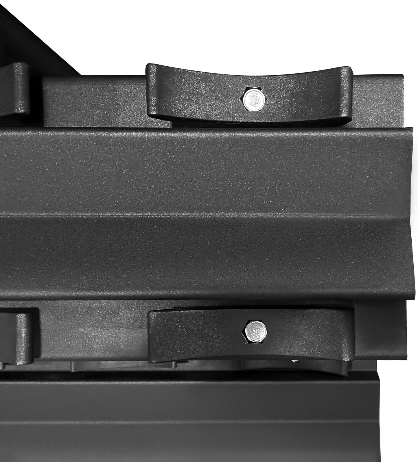 French Fitness 3 Tier Saddle 15 Pair Dumbbell Rack V2 Saddle Close Up View