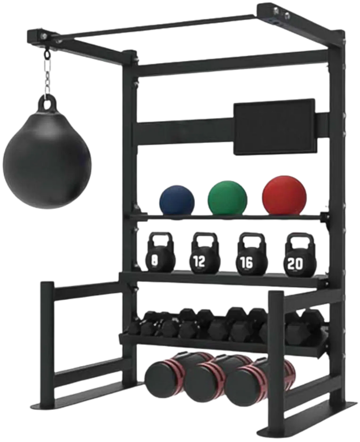 French Fitness 4 Tier Storage Squat Rack Pull Up (New) - Front View