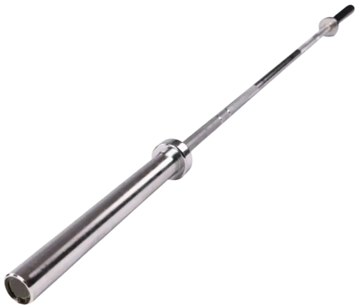 French Fitness - 7' (86") Chrome 45 Lb Olympic Bar (New) - Angled View