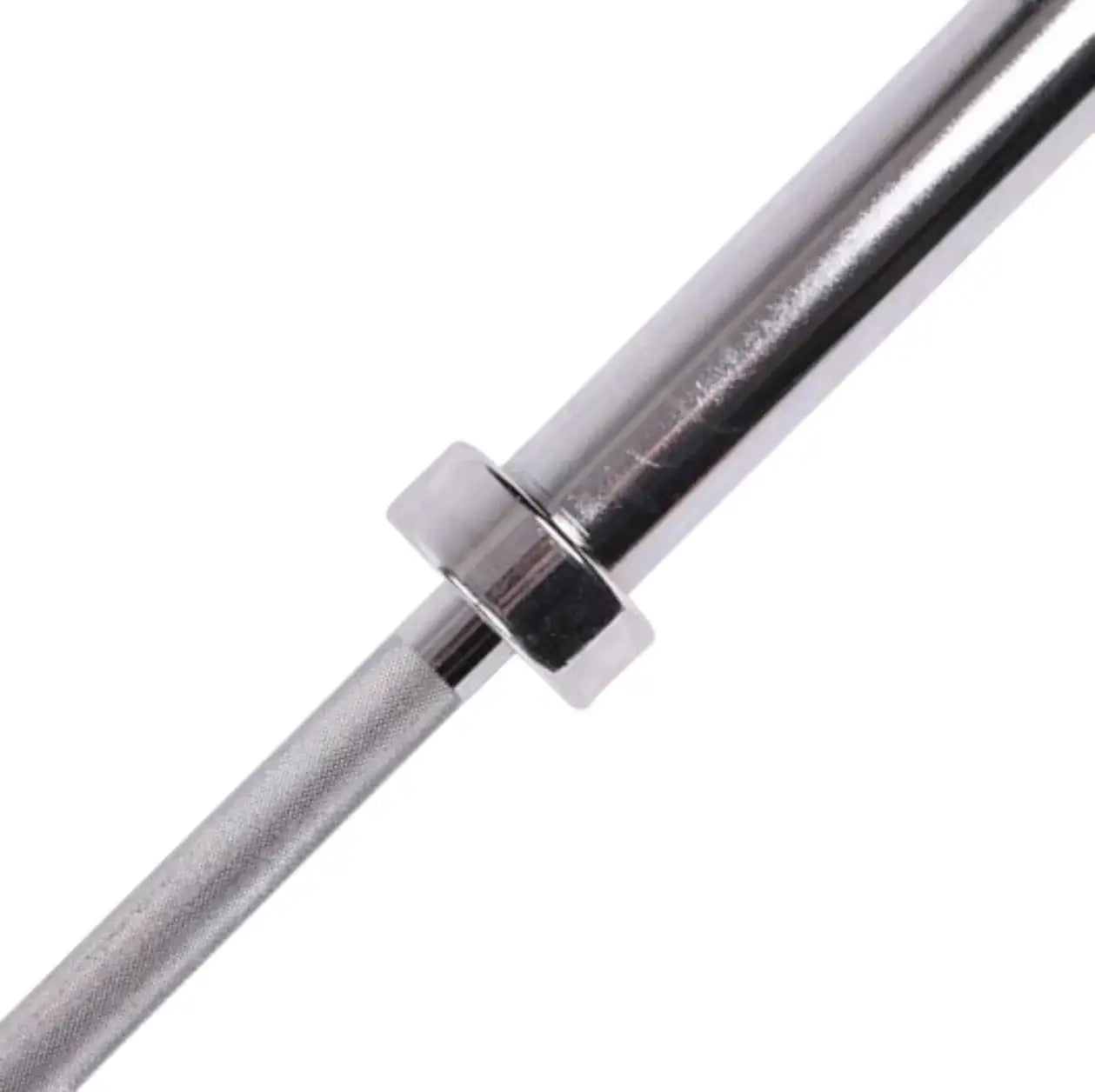 French Fitness - 7' (86") Chrome 45 Lb Olympic Bar (New) - Close Up View