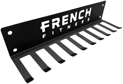 French Fitness - Belt & Band Hanger Wall Mounted Rack (New) - Angled View