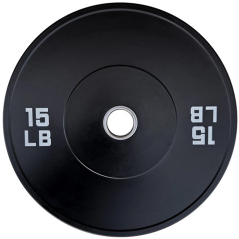 French Fitness Olympic Black Bumper Plate 15 lbs - Blank (New)