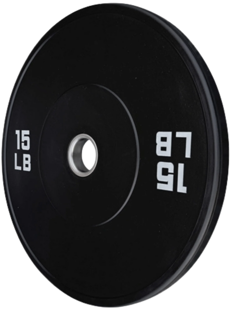 French Fitness Olympic Black Bumper Plate 15 lbs - Blank (New)