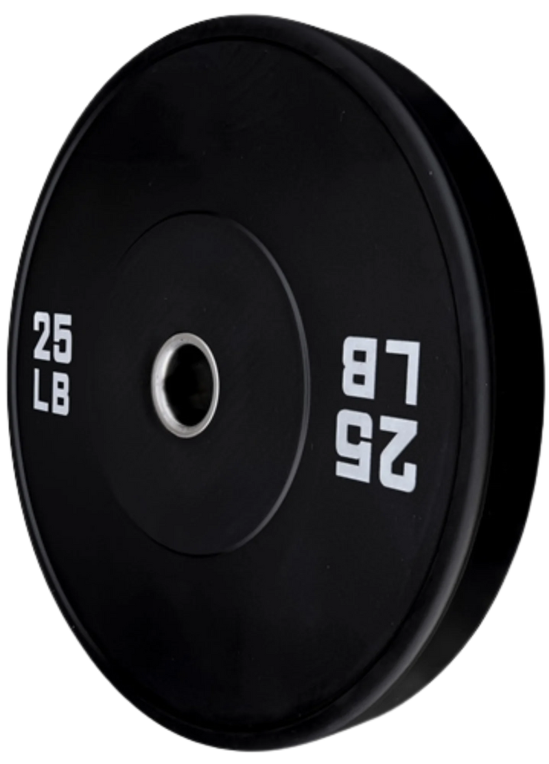 French Fitness Olympic Black Bumper Plate 25 lbs - Blank (New)