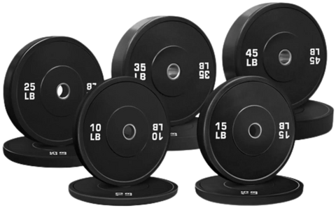 French Fitness Olympic Black Bumper Plate Set 260 lbs - Blank (New) Image