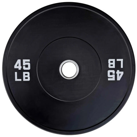 French Fitness Olympic Black Bumper Plate Set 320 lbs - Blank (New) Image 4