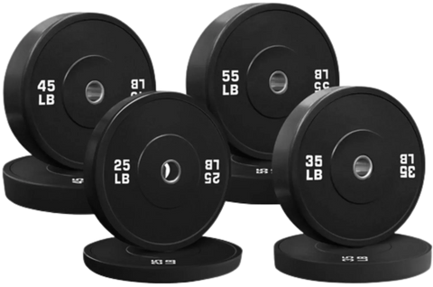 French Fitness Olympic Black Bumper Plate Set 320 lbs - Blank (New) Image