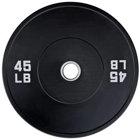 French Fitness Olympic Black Bumper Plate 45 lbs - Blank (New)