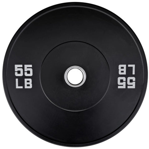 French Fitness Olympic Black Bumper Plate 55 lbs - Blank (New)