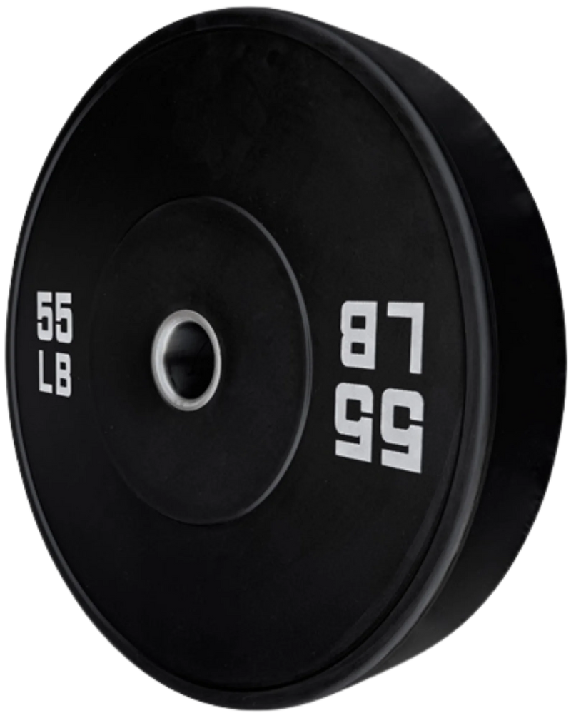 French Fitness Olympic Black Bumper Plate 55 lbs - Blank (New)