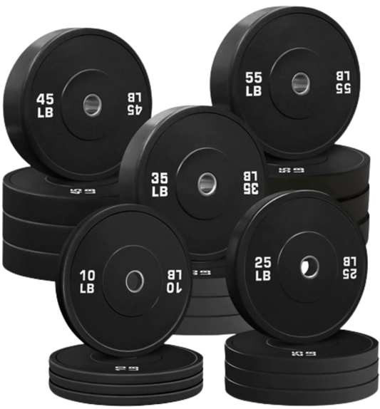 French Fitness Olympic Black Bumper Plate Set 680 lbs - Blank (New) Image