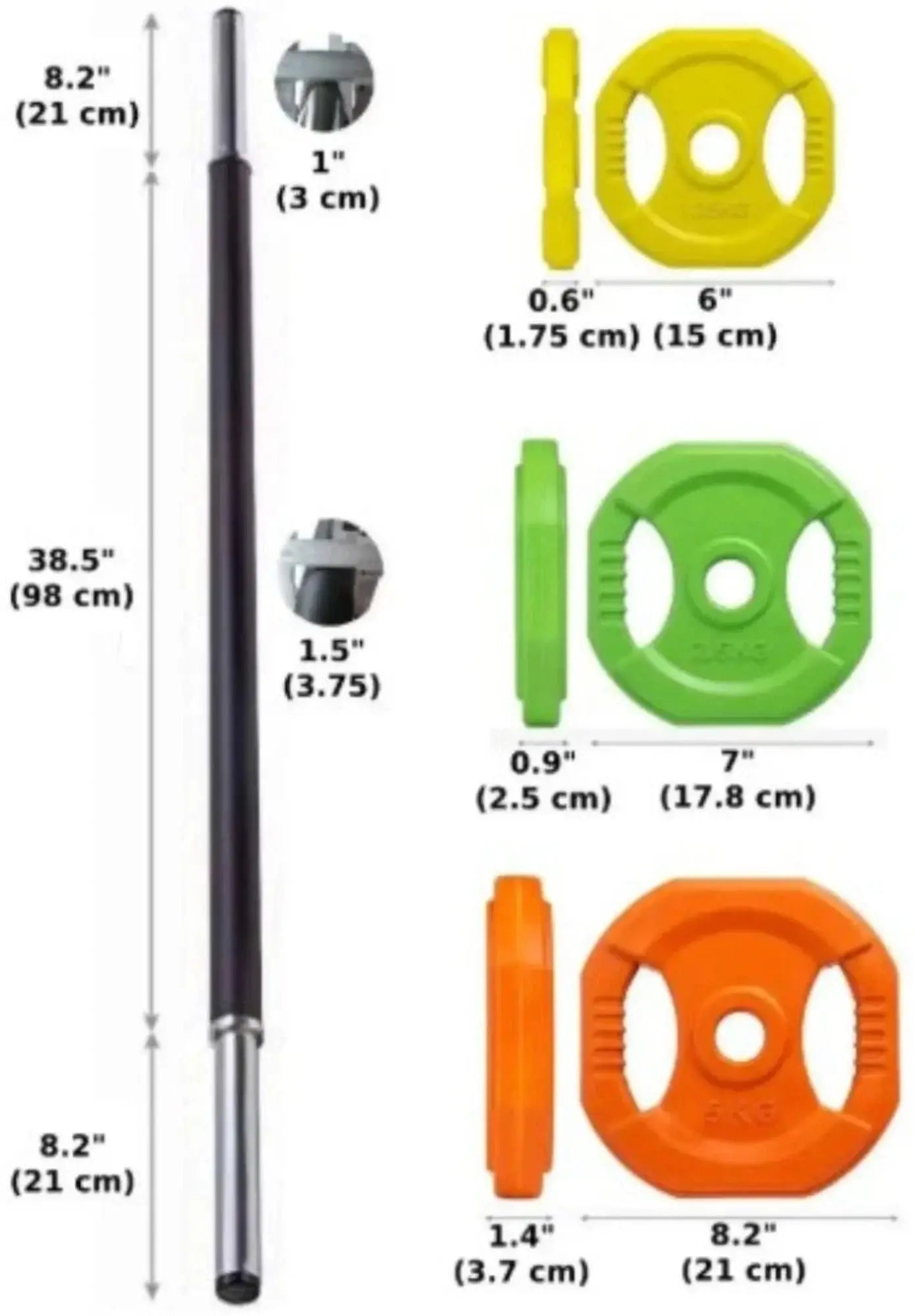 French Fitness - 20 Set Aerobic Bar & Plate Package w/Rack (New) - Side View