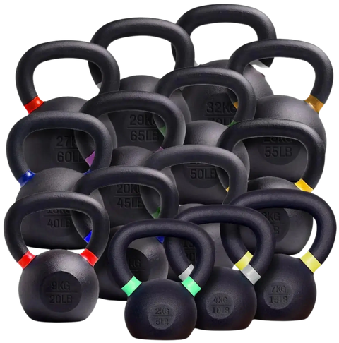 French Fitness - Cast Iron Kettlebell Set 5-70 lbs (New) - Front View