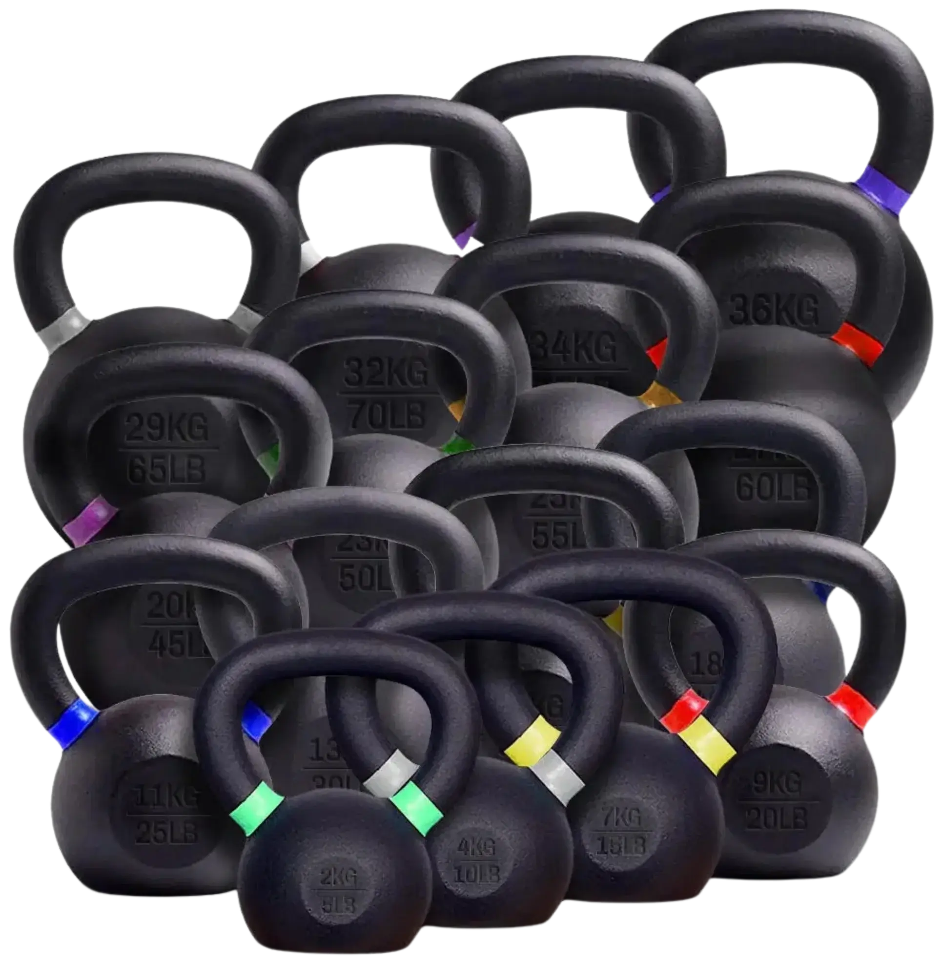 French Fitness - Cast Iron Kettlebell Set 5-80 lbs (New) - Front View