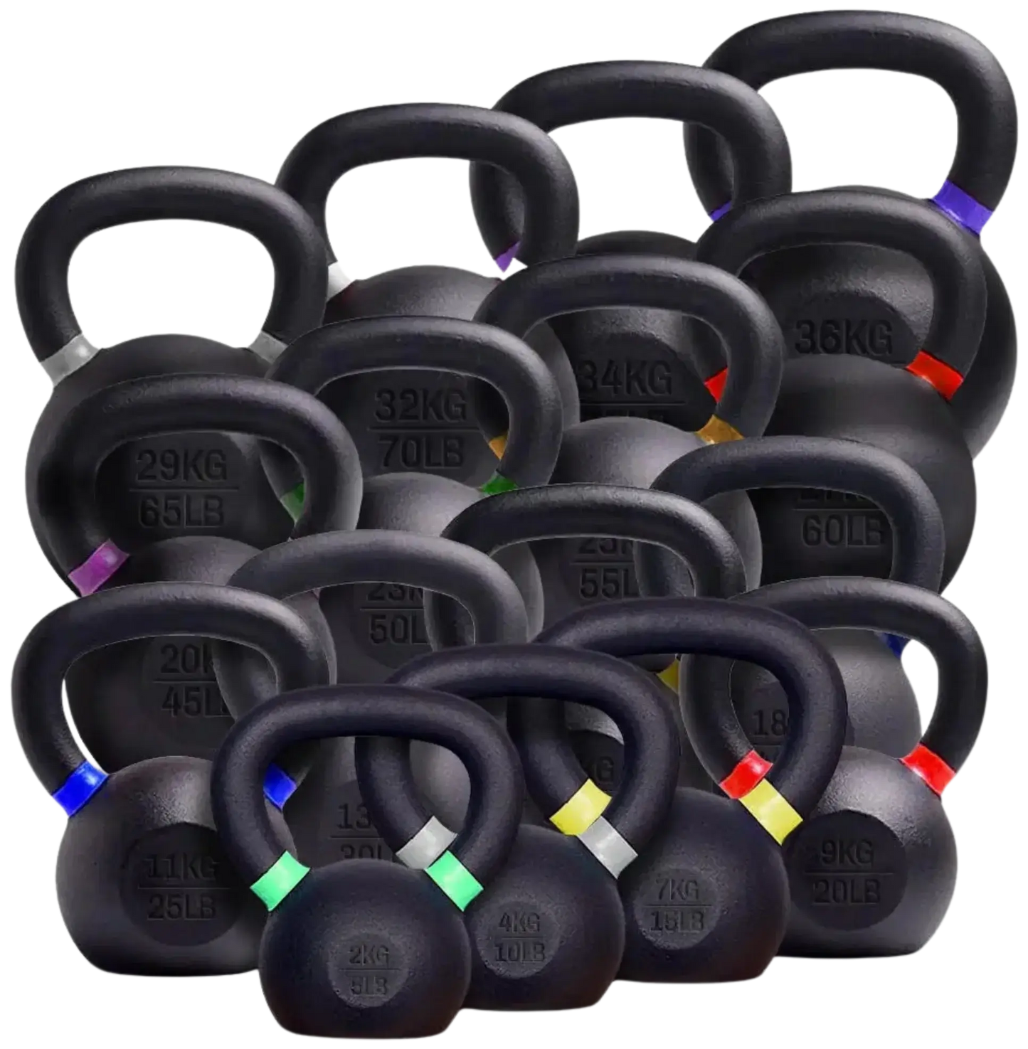 French Fitness - Cast Iron Kettlebell Set 5-80 lbs (New) - Front View