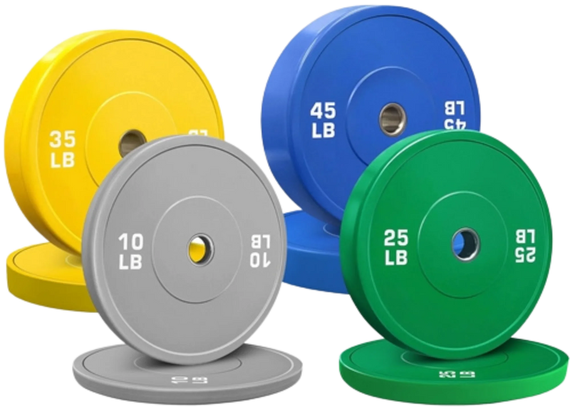 French Fitness Olympic Colored Bumper Plate Set 230 lbs - Blank (New)