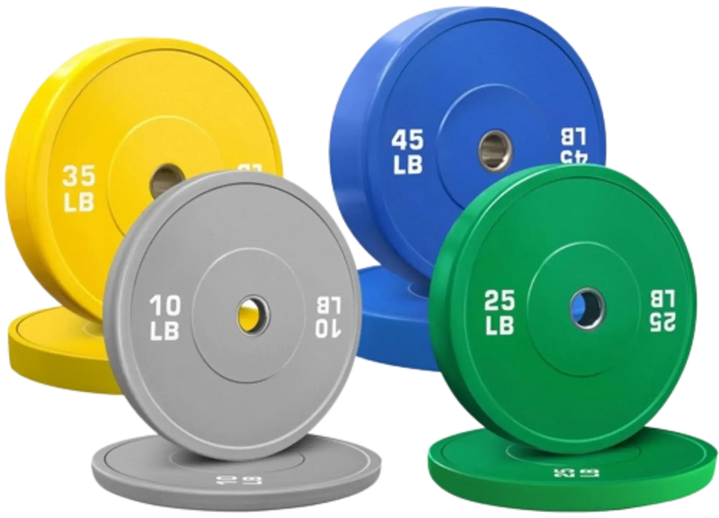 French Fitness Olympic Colored Bumper Plate Set 230 lbs - Blank (New) Image