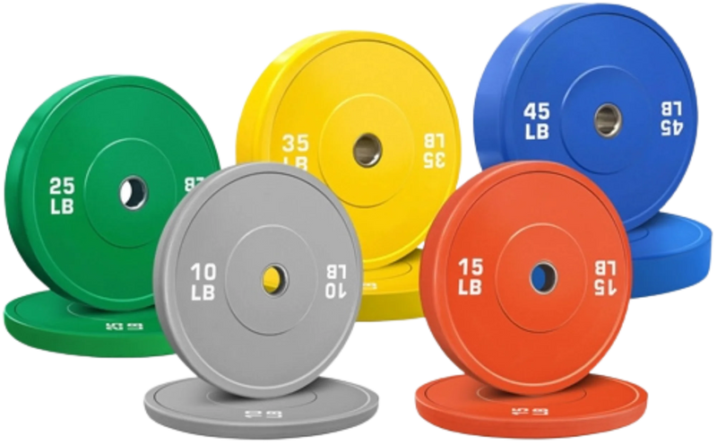 French Fitness Olympic Colored Bumper Plate Set 260 lbs - Blank (New)