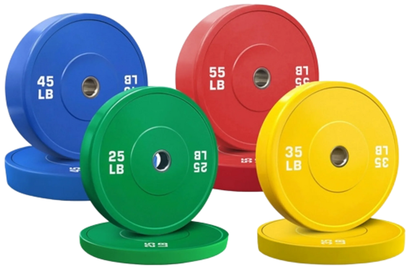 French Fitness Olympic Colored Bumper Plate Set 320 lbs - Blank (New)