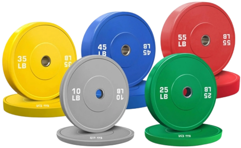 French Fitness Olympic Colored Bumper Plate Set 340 lbs - Blank (New)