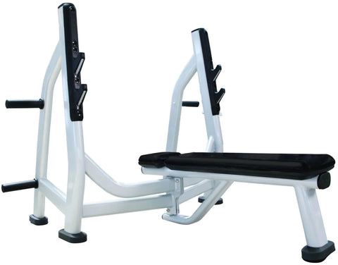 French Fitness Colored Rubber Grip Weight Plate Set w/7 ft Olympic Bar 235 lbs + Bench (New)