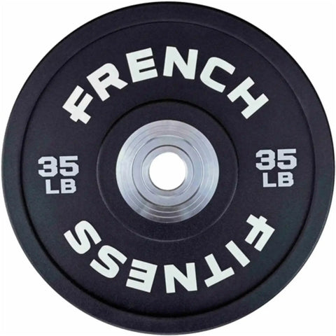 French Fitness Competition Urethane Bumper Plate Set 350 lb Black (New) Image 5