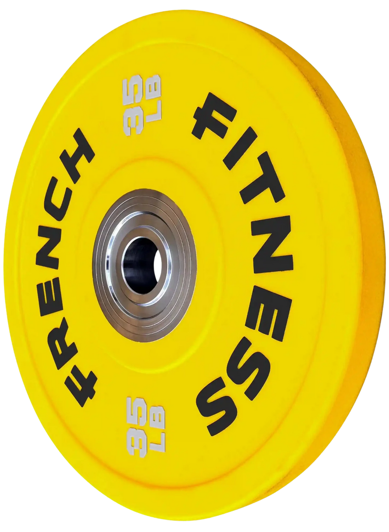 French Fitness Competition Urethane Bumper Plate 35 lb Colored (Yellow) (New)