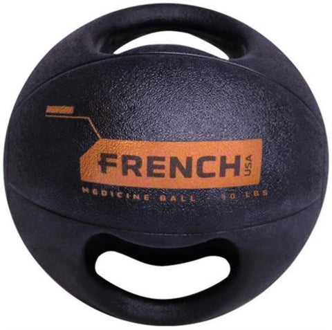 French Fitness Dual Grip Medicine Ball w/Handles 10 lb (New)