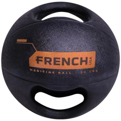 French Fitness Dual Grip Medicine Ball w/Handles 25 lb (New)