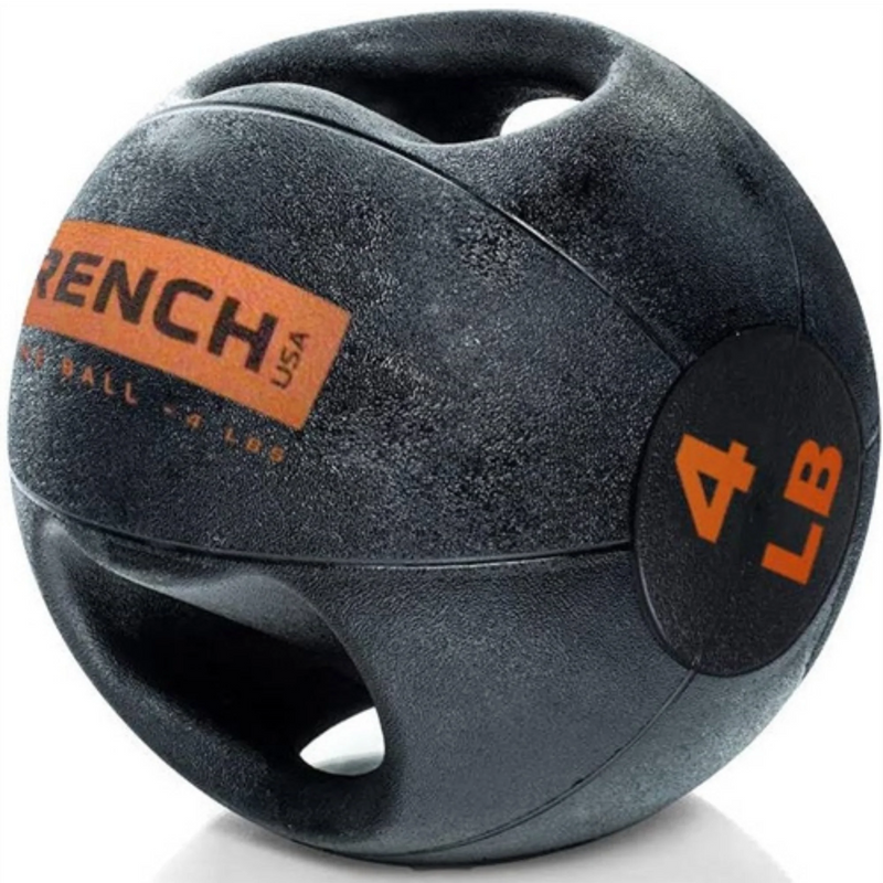 French Fitness Dual Grip Medicine Ball w/Handles 4 lb (New)