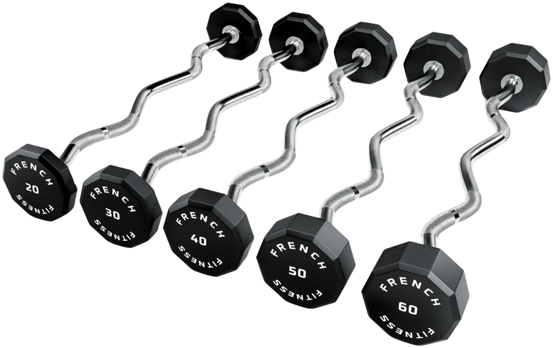 French Fitness EZ Curl Urethane Barbell Bar Set of 5 (20-60 lbs) (New)
