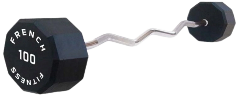 French Fitness EZ Curl Urethane Barbell 100 lbs - Single (New)