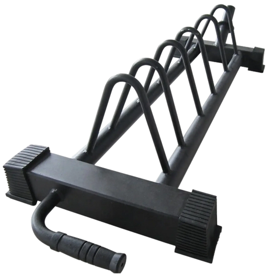 French Fitness Horizontal Bumper Plate Storage Rack Angled View