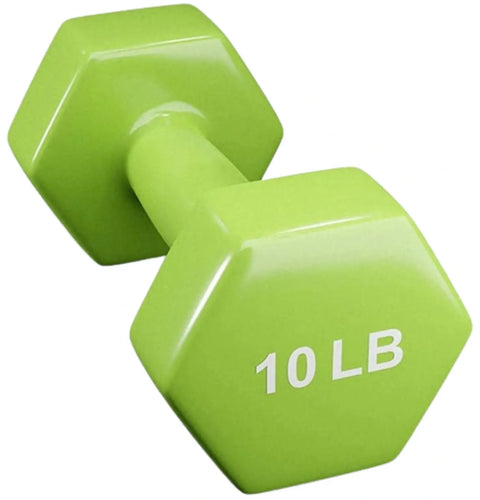 French Fitness Colorful Hex Vinyl Dumbbell Set 1 to 10 lbs w/Rack (New)