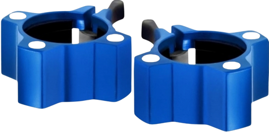 French Fitness Magnetic Aluminum Jaw Locking Collars β Blue Angled View