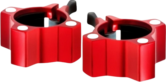 French Fitness Magnetic Aluminum Jaw Locking Collars β Red Angled View