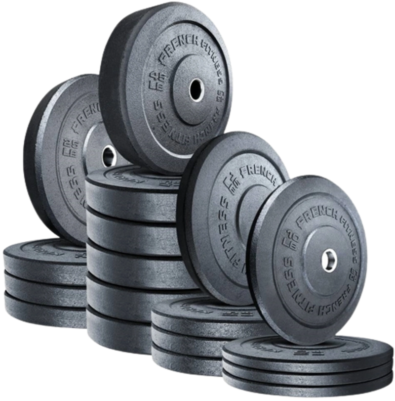 French Fitness Olympic Bumper Plate Set 470 lbs - Crumb Rubber (New)